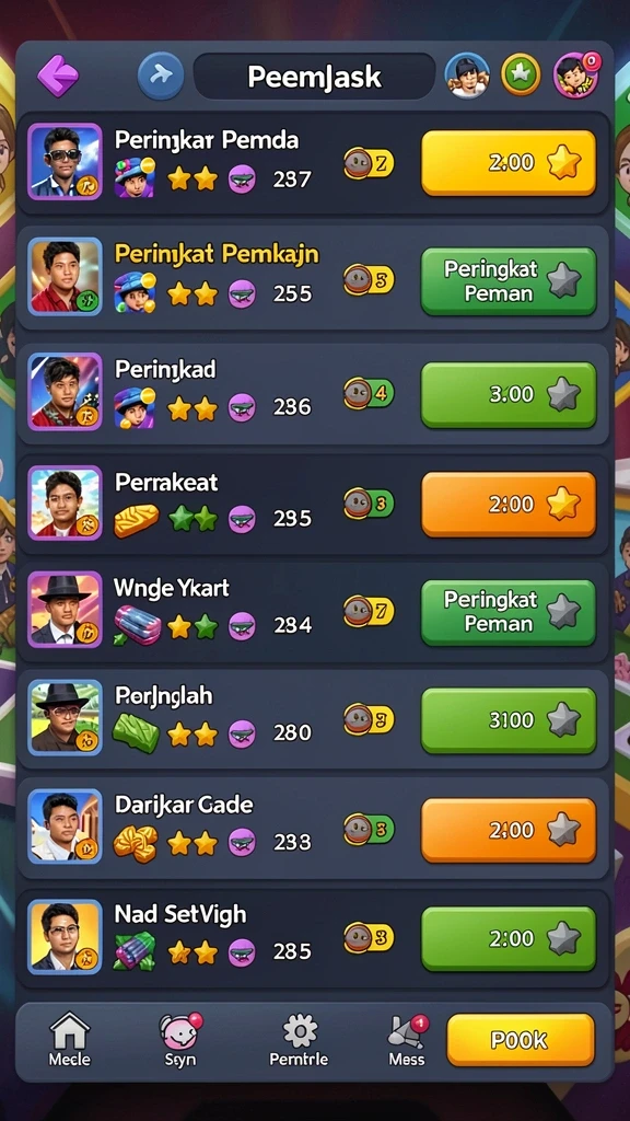 Beragam permainan dengan tingkat kesulitan yang bervariasi.